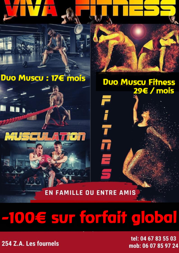 les tarifs de la salle de sport viva fitness lunel