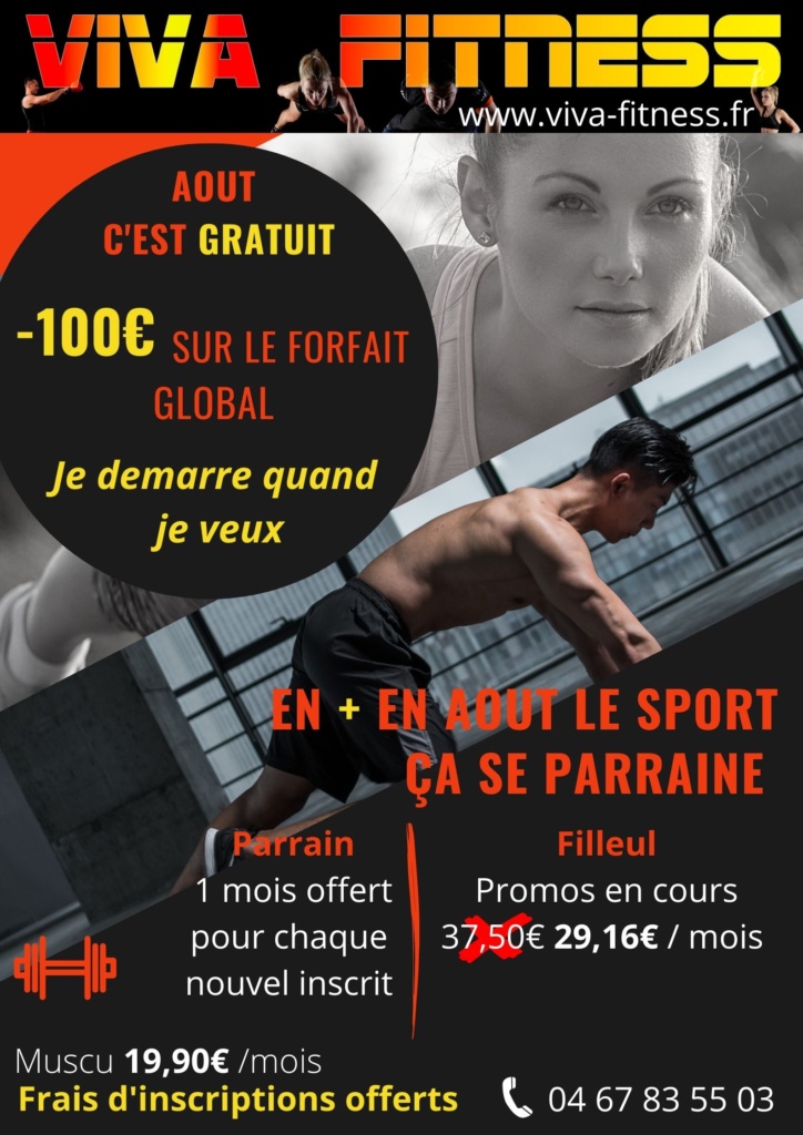 La mega promo du club de sport viv fitnessd'aout